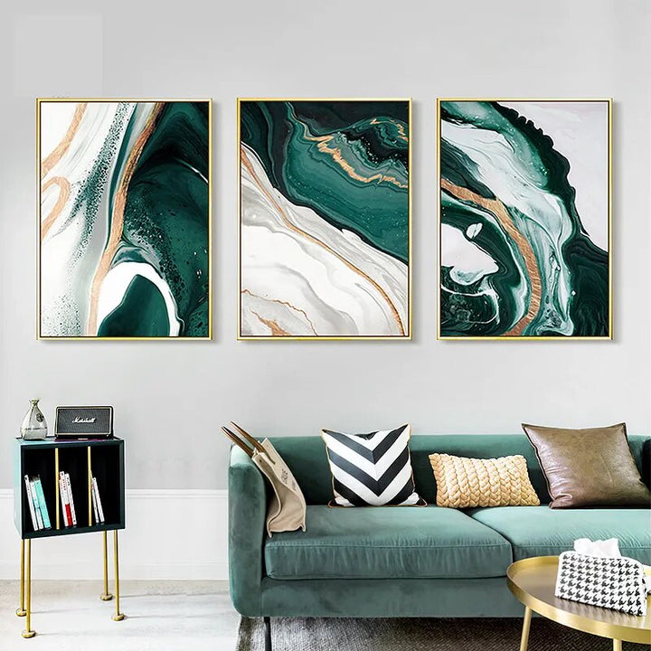 Abstract Green Wall Painting-Painting-Arlik interiors