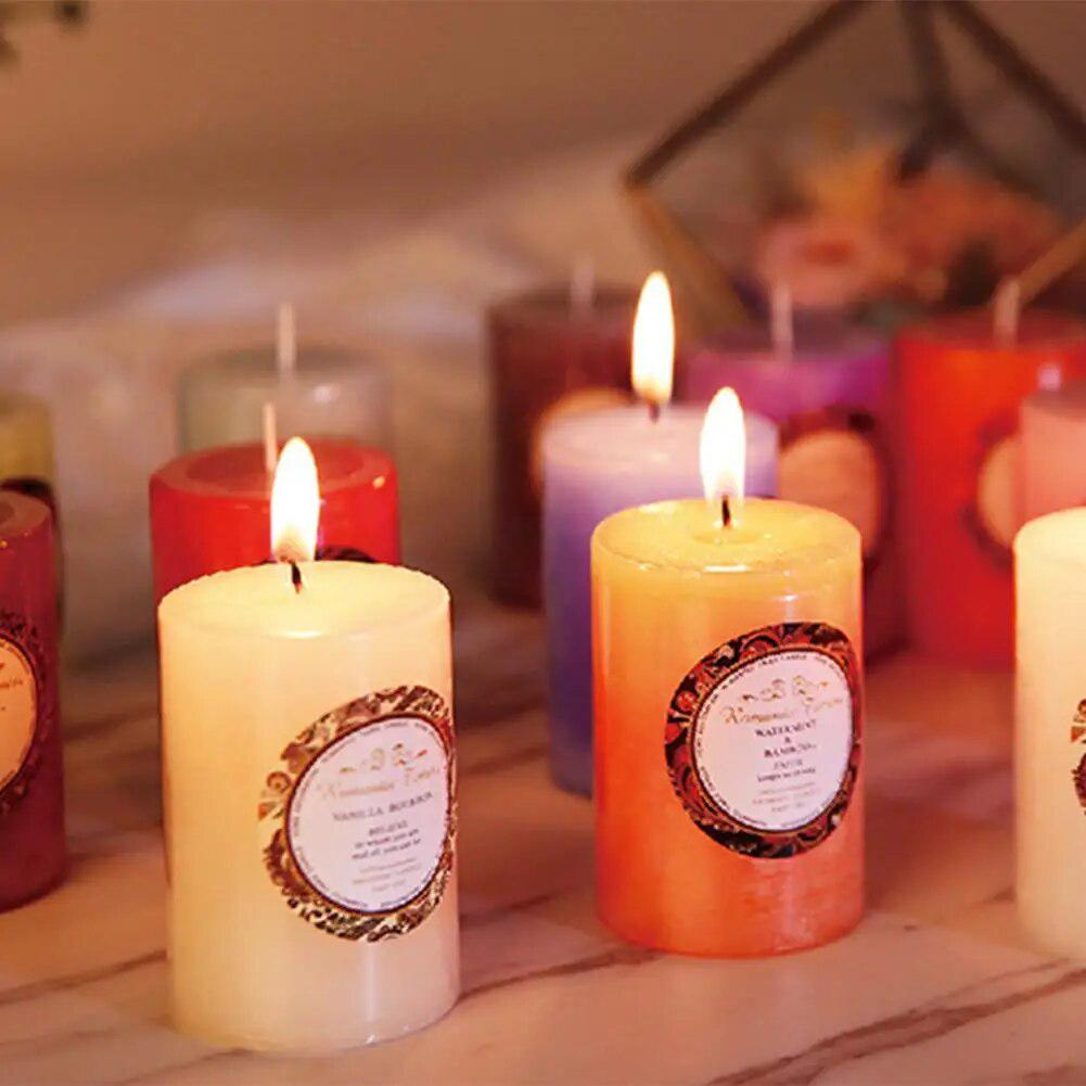 Household Smokeless Column Wax Scented Candles Church Wedding Birthday Holiday Scented Buddhist Creative Candles-Arlik interiors