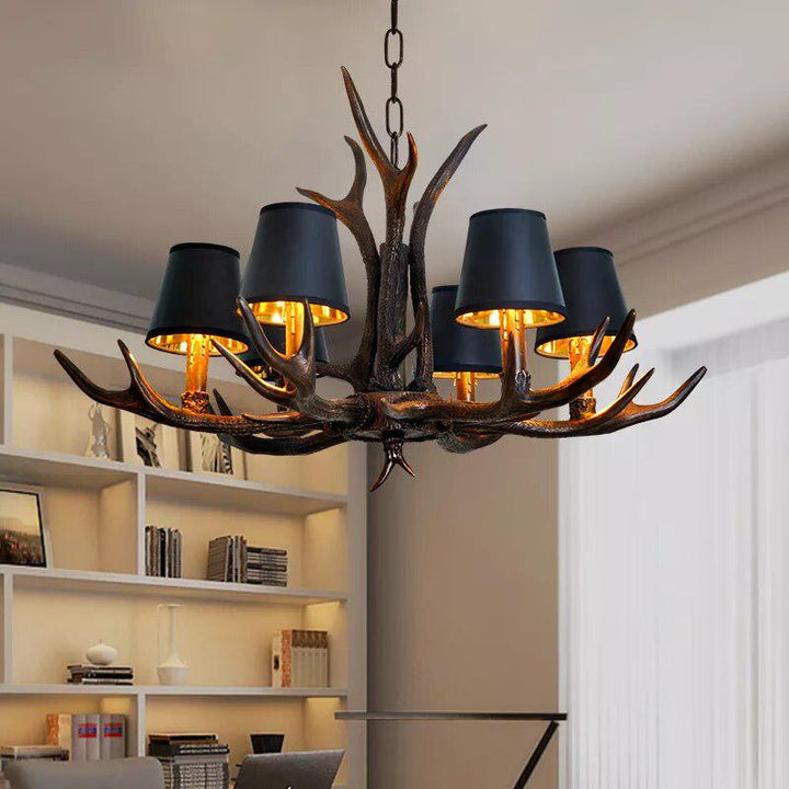 Resin antler chandelier bedroom Decor-Light Fixtures-Arlik interiors