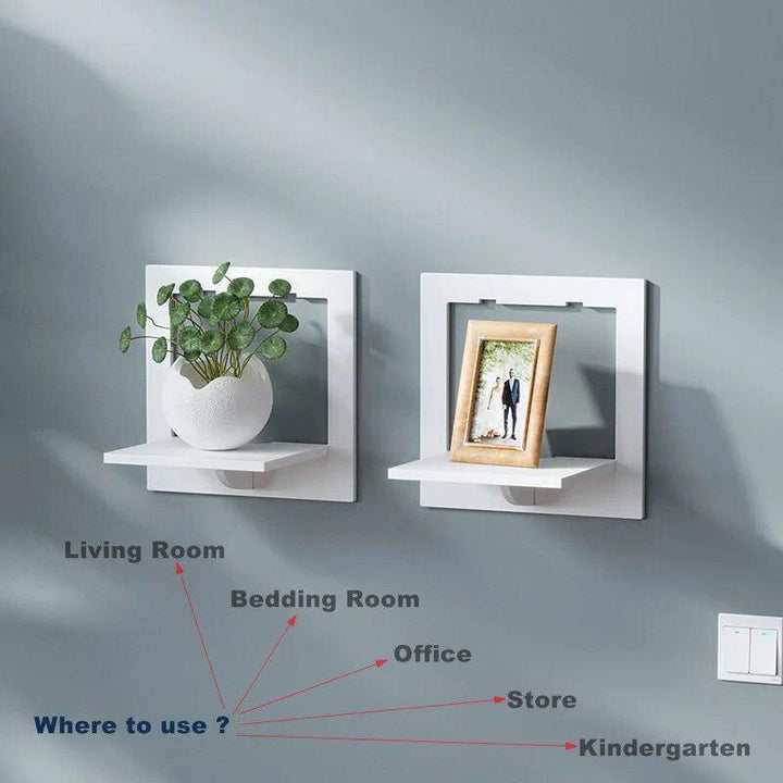 Wall shelf free punching wall-mounted TV background wall hanger bedroom balcony bedside wall creative flower pot stand-Arlik interiors