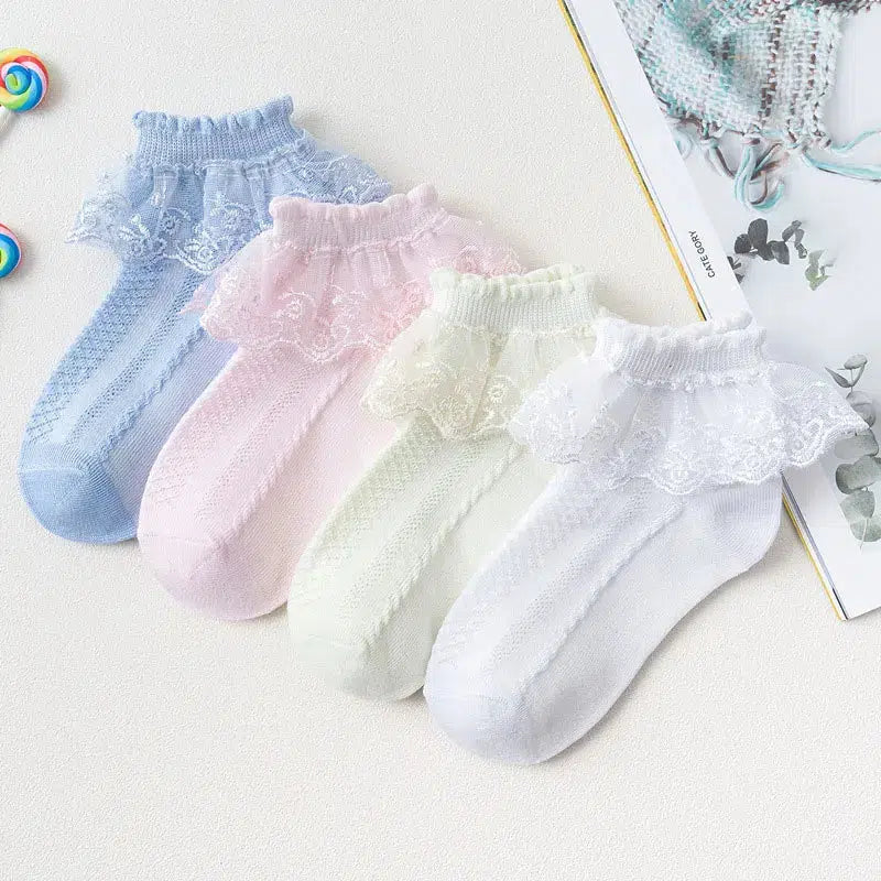 10 Pairs/lot Baby Girls Kids Socks Lace Ruffle Princess Mesh Socks