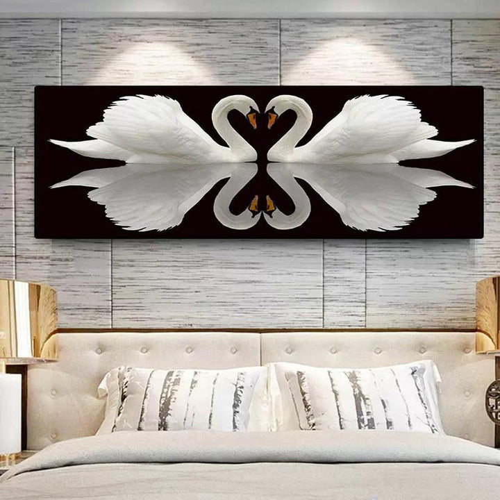 Modern Swan Heart Swans Love Canvas Painting Animal Wall Art Posters and Prints for Living Room Bedroom Home Decor No Frame-Arlik interiors