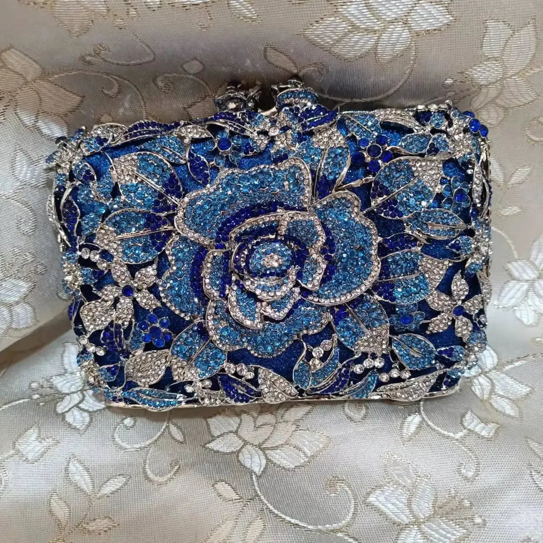XIYUAN Women's Crystal Rhinestone Evening Clutch Bag – Handmade Minaudière Purse for Wedding, Prom & Party-clutch bags-Bennys Beauty World
