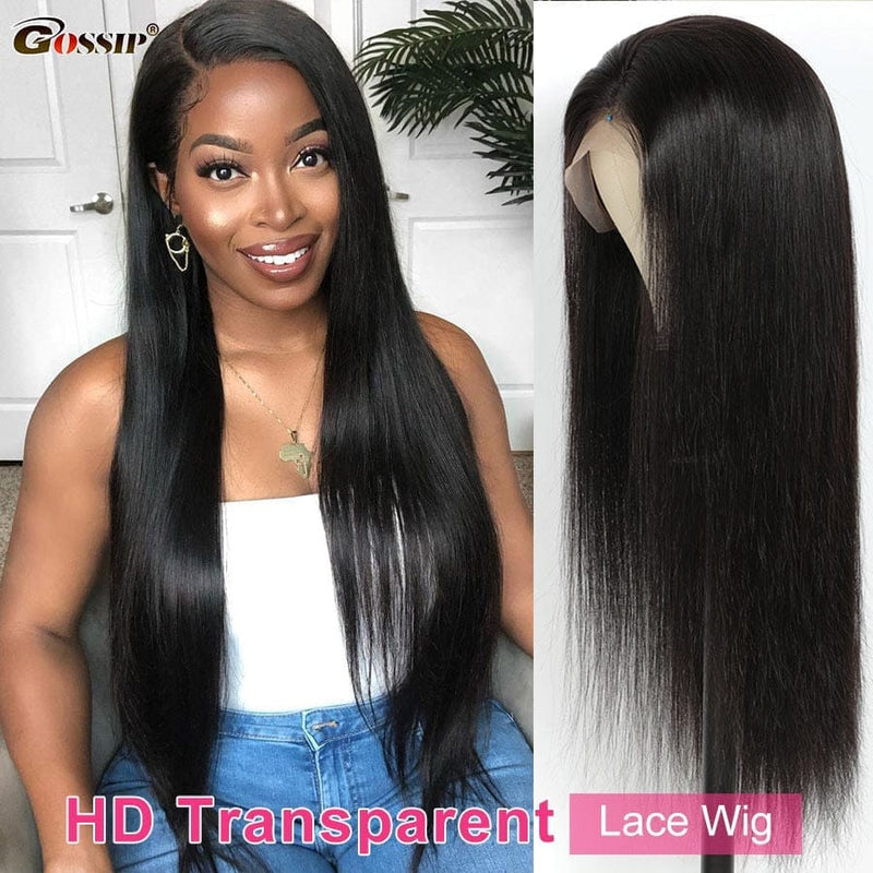 HD Transparent Lace Wigs Glue less Straight Lace Front Remi Human Hair Wigs For Black Women BENNYS 