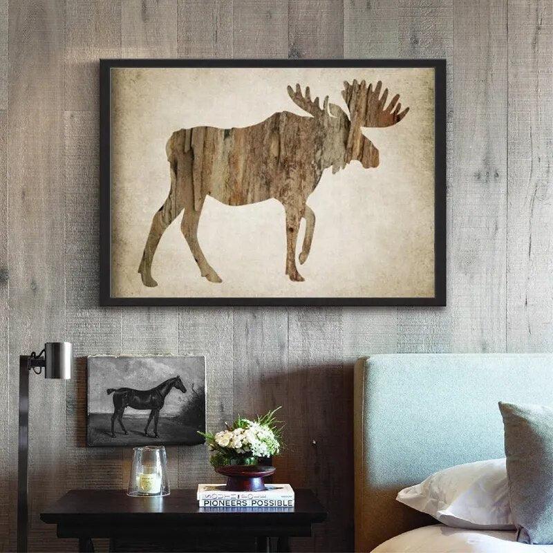 North American Animal Wall Art Posters and Prints Moose,Bald Eagle,Buck Deer,Grizzly Bear Art Painting Rustic Cabin Home Decor-Arlik interiors