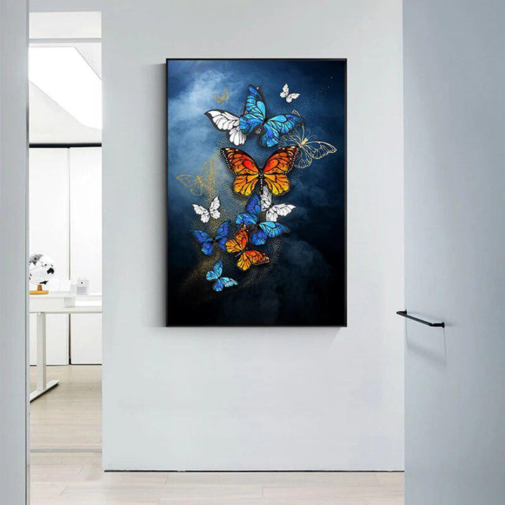 Abstract Golden Blue Butterfly Wall Art-Painting-Arlik interiors