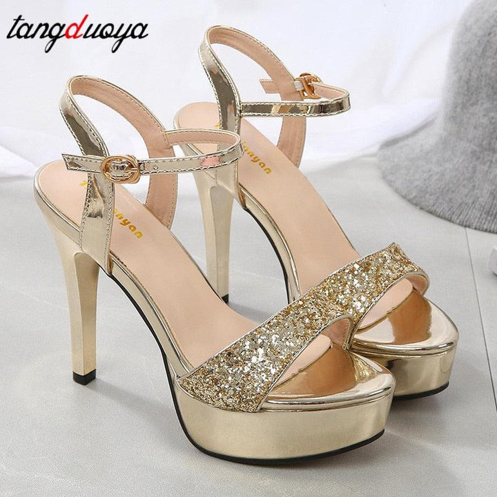 Gold platform sandals women high heel-Shoe-Bennys Beauty World