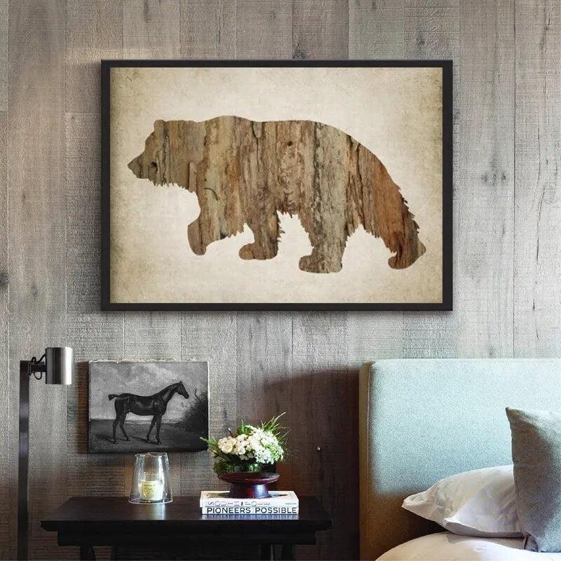 North American Animal Wall Art Posters and Prints Moose,Bald Eagle,Buck Deer,Grizzly Bear Art Painting Rustic Cabin Home Decor-Arlik interiors