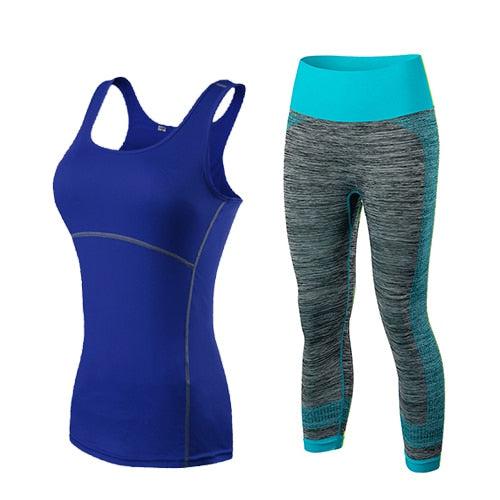 yuerlian Ladies Sports Running Cropped Top 3/4 Leggings Yoga Gym Trainning Set Clothing workout fitness women yoga suit-0-Bennys Beauty World