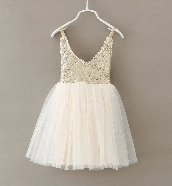 Girls Gold Sequined Lace Tutu Dress | Party &amp; Wedding | Ages 2–6