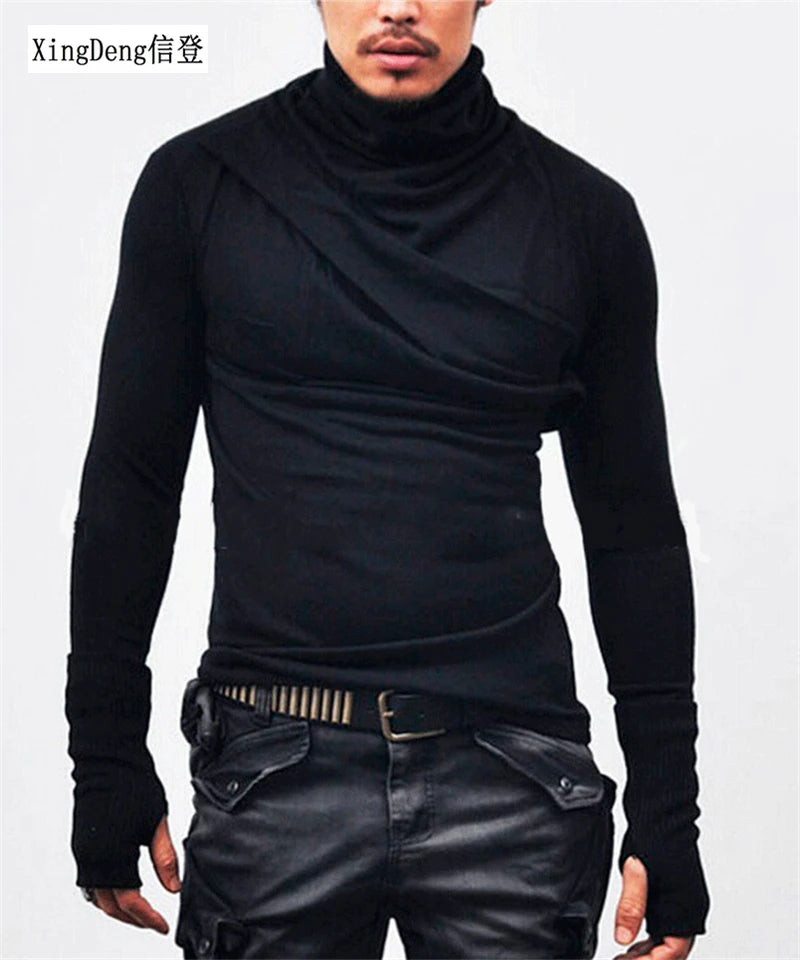 Men's Slim Knit Sweater Fashion Scarf Collar Base