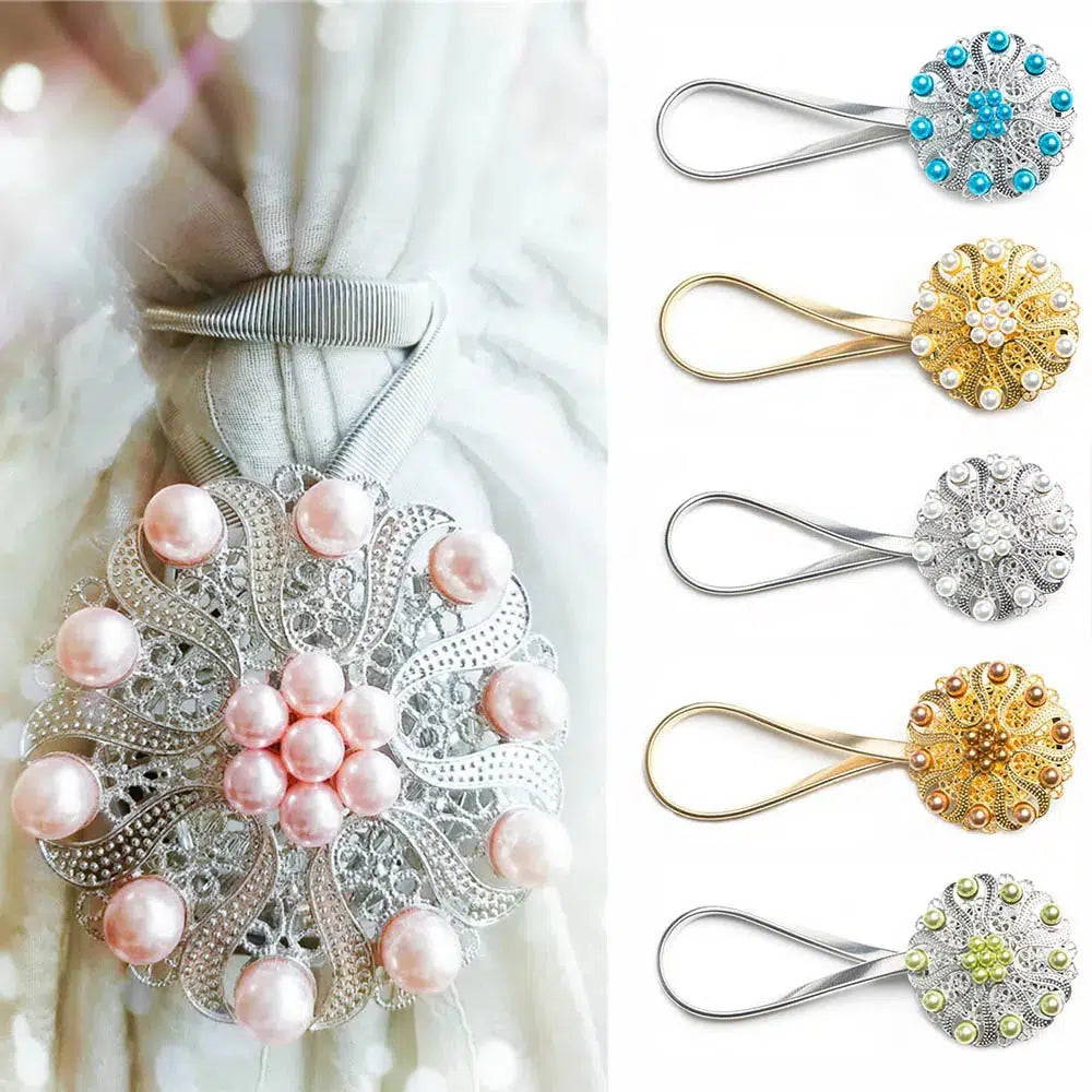 Pearl Magnetic Curtain Tieback Magnet Window Screening Clip Living Room Accessories Elegant Curtains Buckle Tie Backs Holder-Arlik interiors