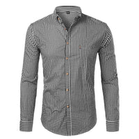 Mens Plaid Cotton Casual Dress Shirts Slim Fit Long Sleeve Button Shirt-Shirts-Bennys Beauty World