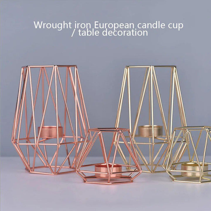 Nordic Style Wrought Iron Geometric Candle Holders Home Decorate Metal Crafts candlestick candelabros de velas Holder mesa-Arlik interiors