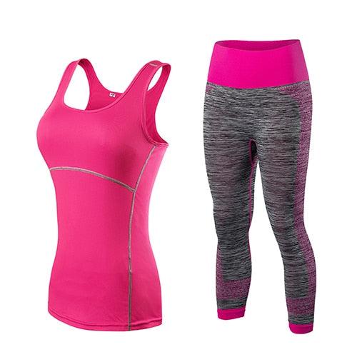 yuerlian Ladies Sports Running Cropped Top 3/4 Leggings Yoga Gym Trainning Set Clothing workout fitness women yoga suit-0-Bennys Beauty World