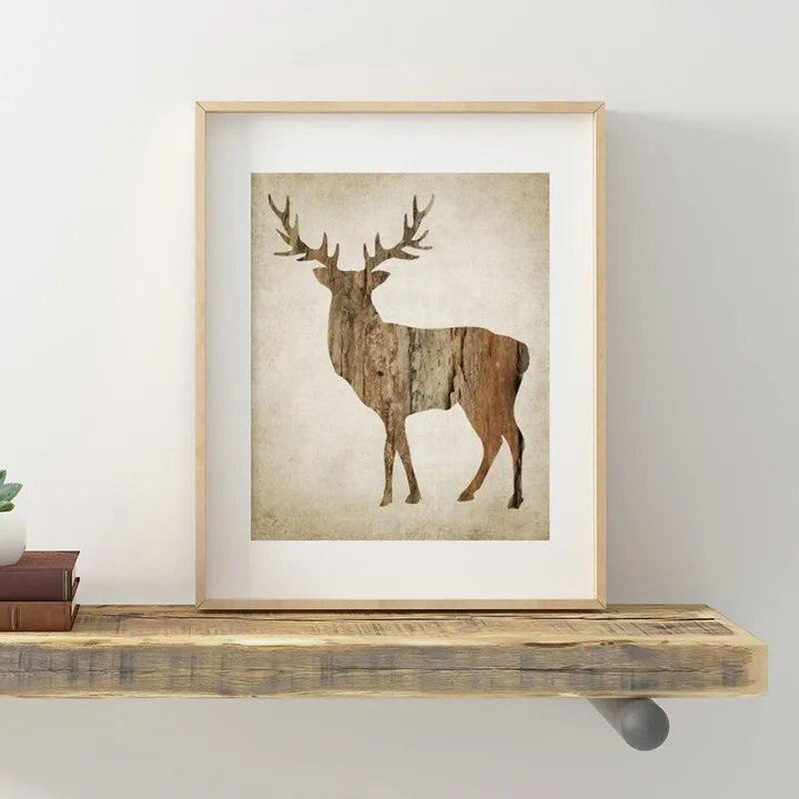 North American Animal Wall Art Posters and Prints Moose,Bald Eagle,Buck Deer,Grizzly Bear Art Painting Rustic Cabin Home Decor-Arlik interiors