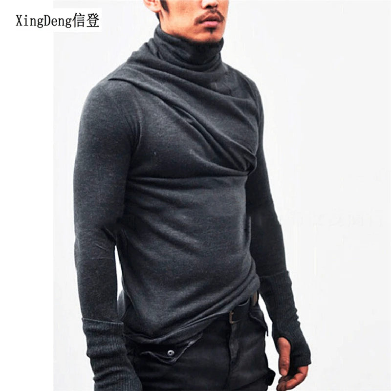 Men's Slim Knit Sweater Fashion Scarf Collar Base