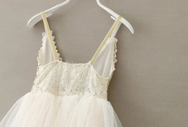 Girls Gold Sequined Lace Tutu Dress | Party &amp; Wedding | Ages 2–6
