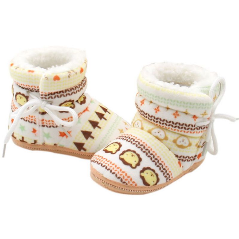 Warm Soft Baby Retro Printing Cotton Padded Infant Boots 6-12M-Shoes-Bennys Beauty World