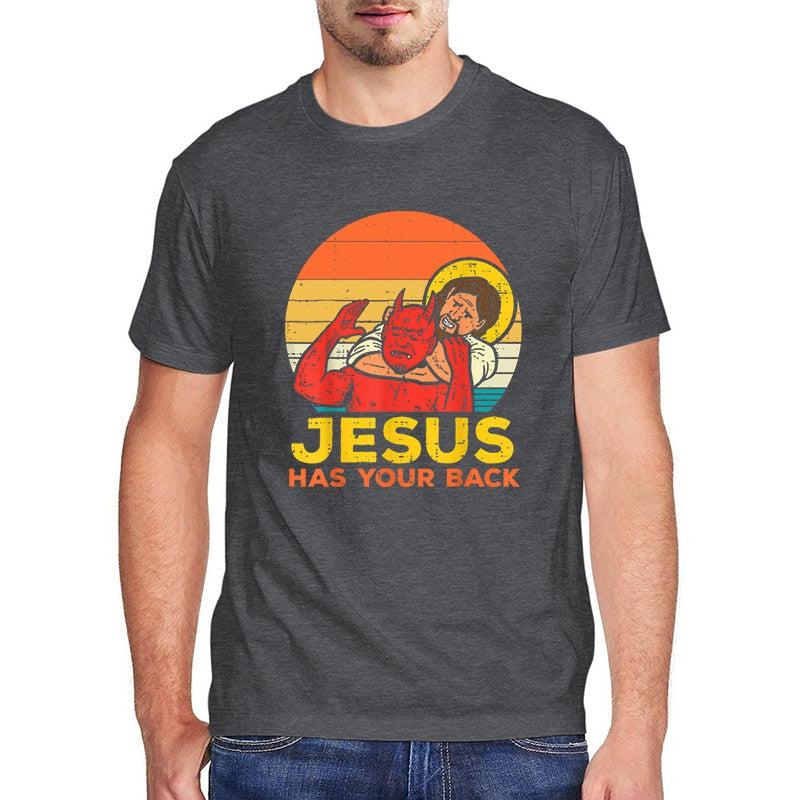 Men's Jesus Has Your Back Retro Christian Men TShirt-shirt-Bennys Beauty World