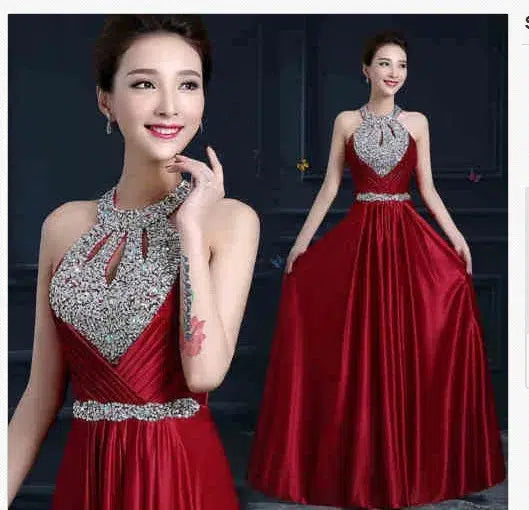 Womens Long Sleevless Sequined Prom Dress-Dress-Bennys Beauty World