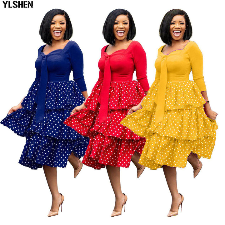 Plus Size Polka Dot Print Dresses for Women-Dresses-Bennys Beauty World