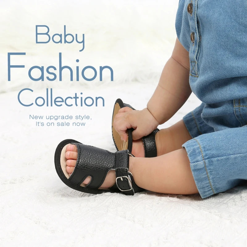 Cute Summer 1 Year Baby PU Breathable Soft Soled Sandals For Toddlers 0-18M