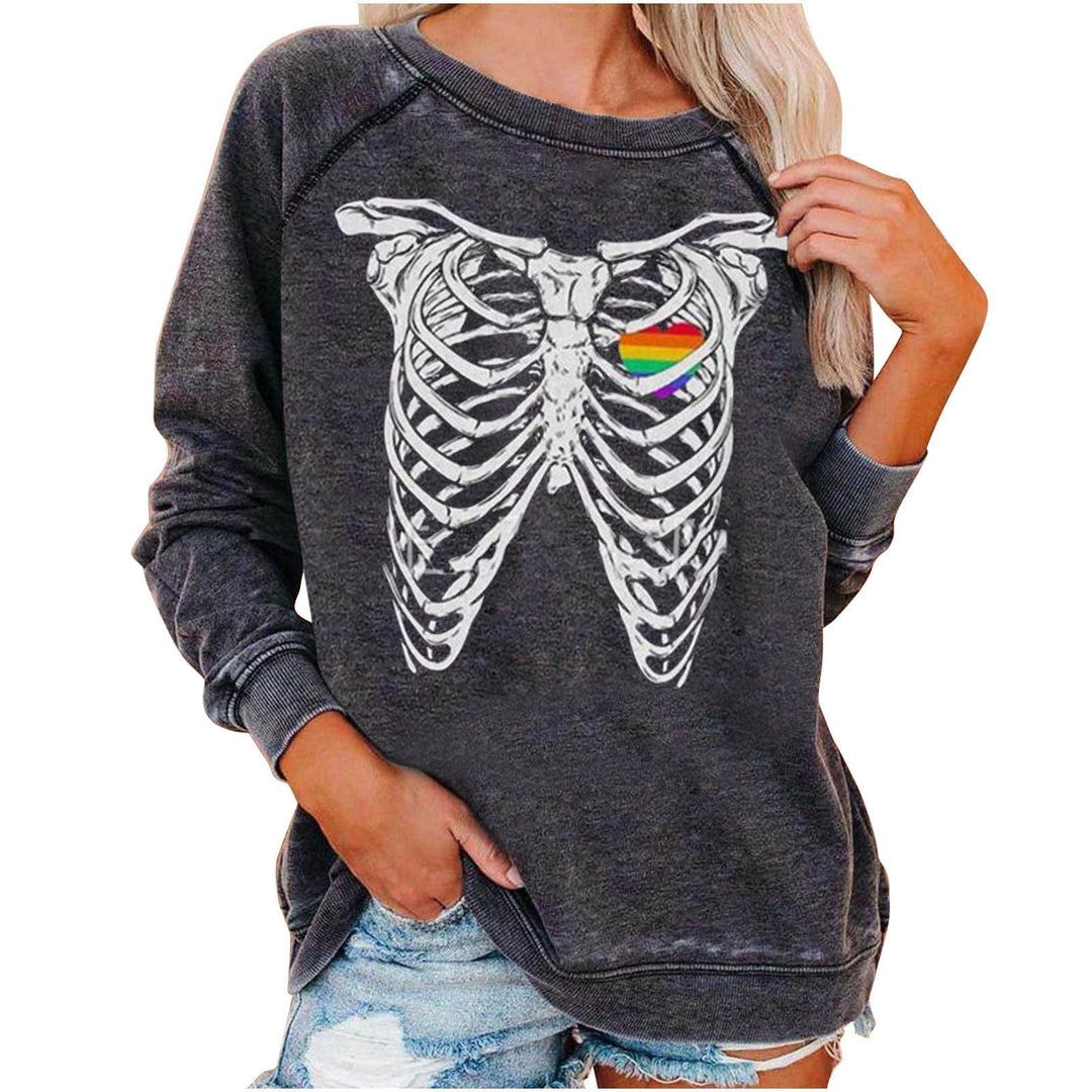 Halloween Skull Funky Print Sweatshirt For Women BENNYS 