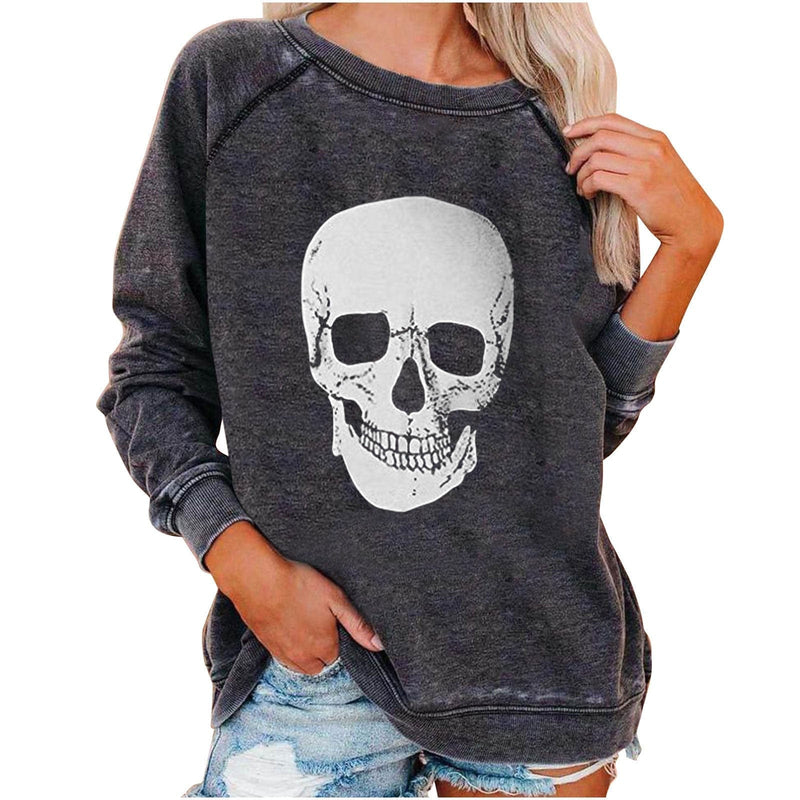 Halloween Skull Funky Print Sweatshirt For Women BENNYS 
