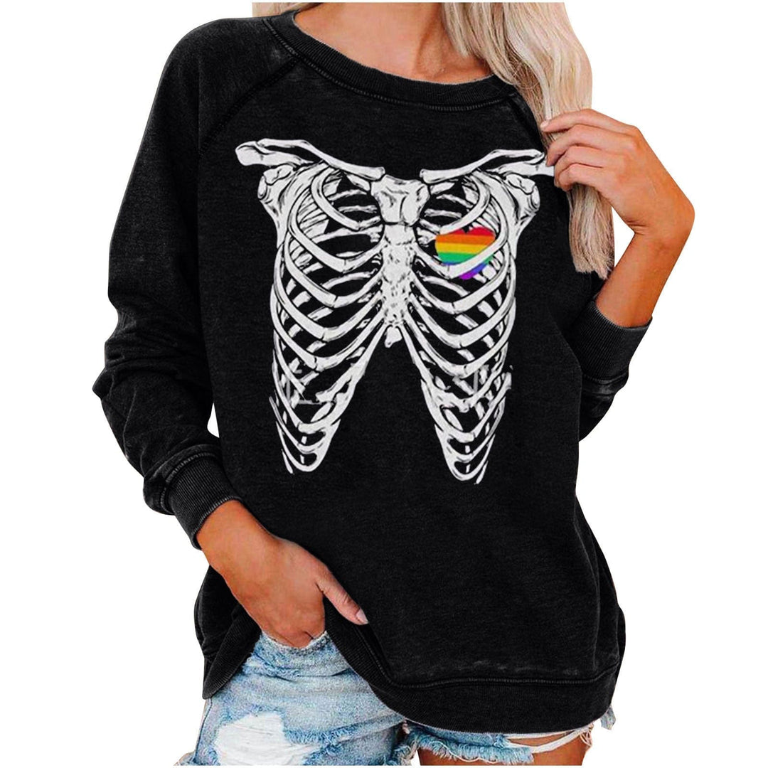 Halloween Skull Funky Print Sweatshirt For Women BENNYS 