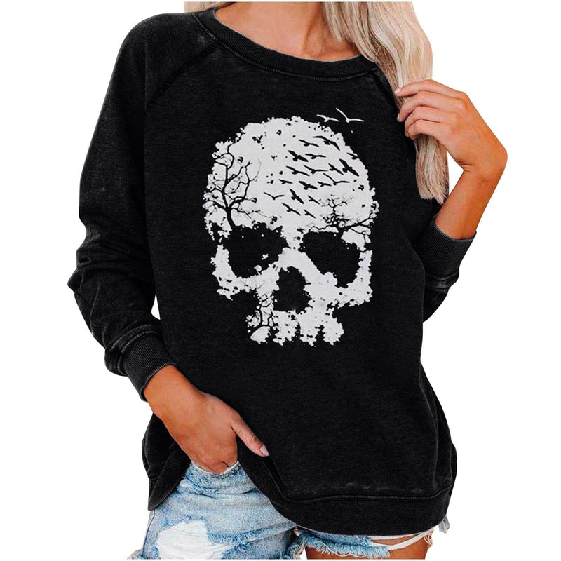 Halloween Skull Funky Print Sweatshirt For Women BENNYS 