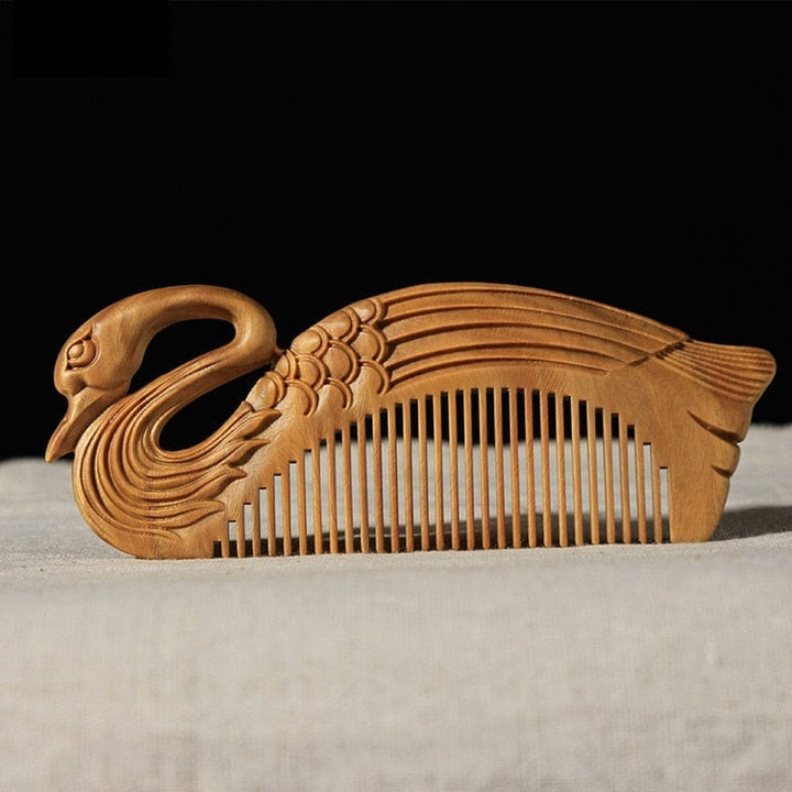 Hand-carved Green Sandalwood Craft Comb for Hair BENNYS 