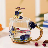 Hand-made Enamel Crystal Cup Coffee Mug Lemon Flower Tea Cup BENNYS 