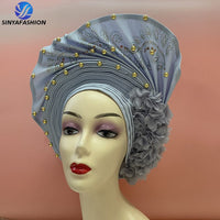 Handmade Beautiful Sinya Auto Gele Headtie Soft Light Ladies Turban Cap For Party Occasion High Quality Material BENNYS 