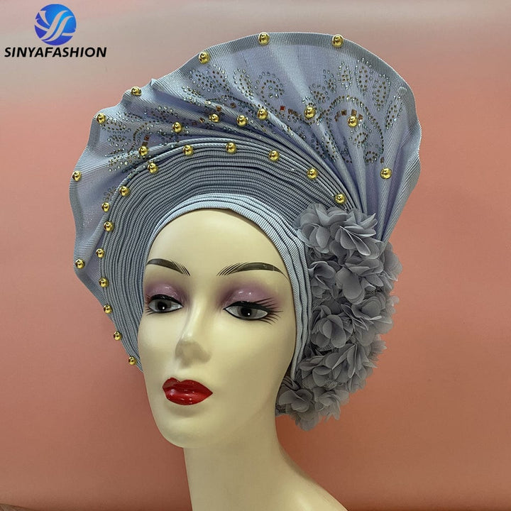 Handmade Beautiful Sinya Auto Gele Headtie Soft Light Ladies Turban Cap For Party Occasion High Quality Material BENNYS 