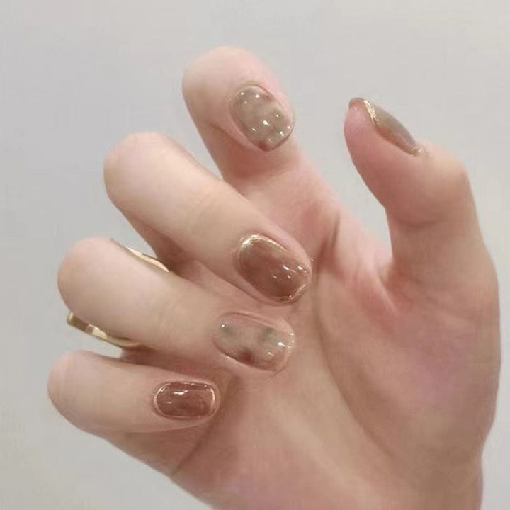 Handmade Camellia Wearing Nail Art Fake Nails Removable BENNYS 