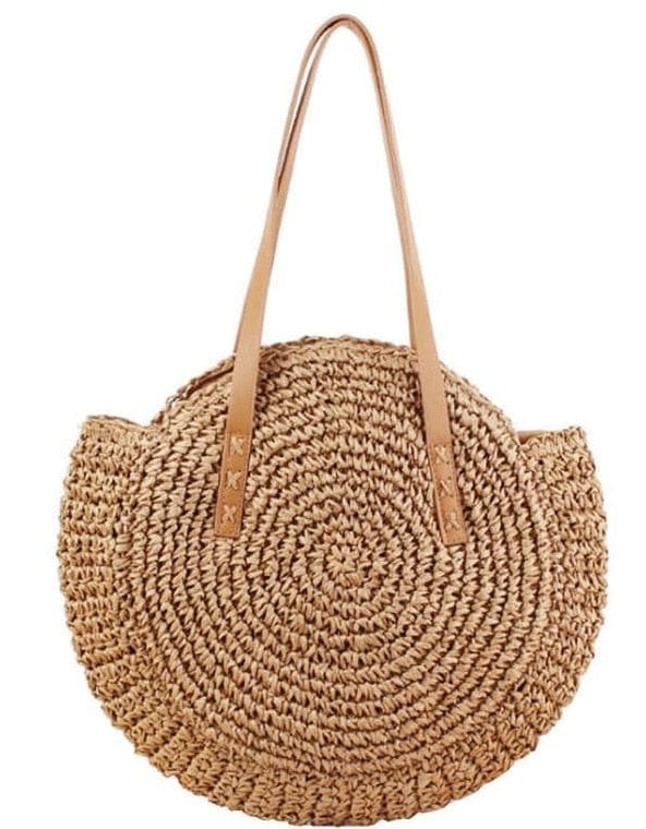 Handmade Woven Summer Beach Round Straw Bags for Women BENNYS 