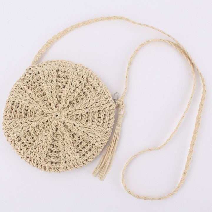 Handmade Woven Summer Beach Round Straw Bags for Women BENNYS 