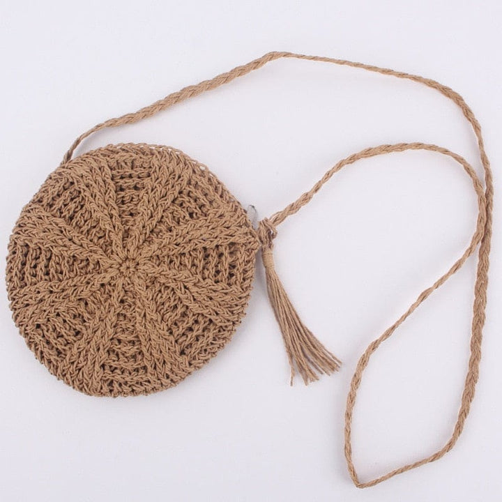 Handmade Woven Summer Beach Round Straw Bags for Women BENNYS 