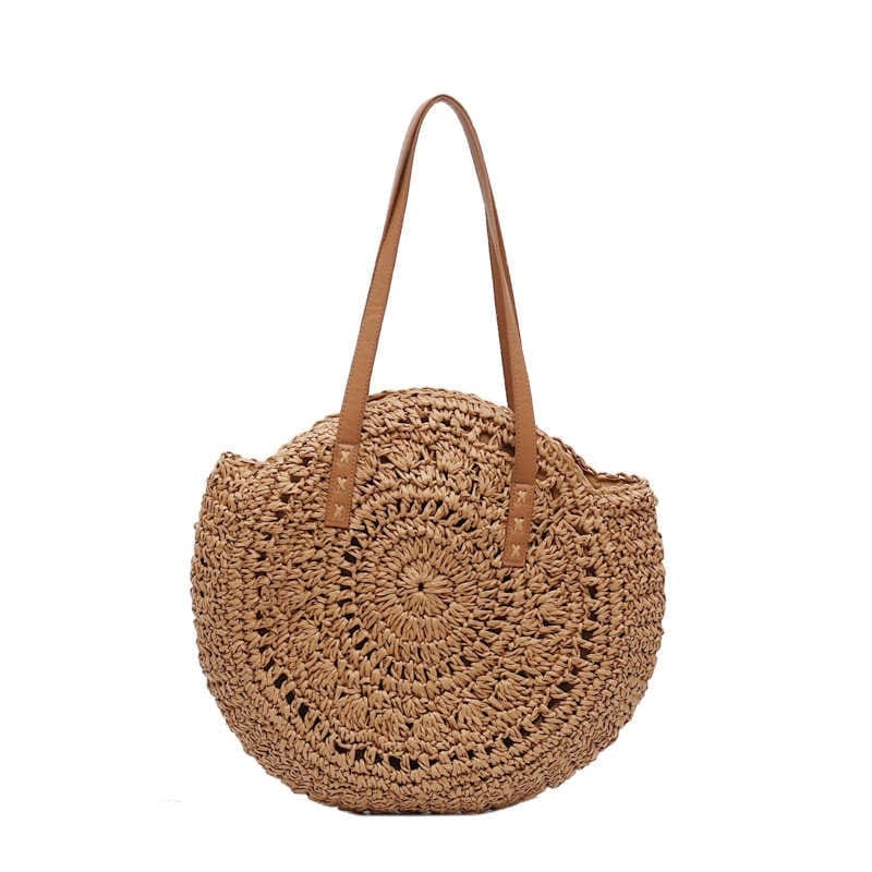 Handmade Woven Summer Beach Round Straw Bags for Women BENNYS 