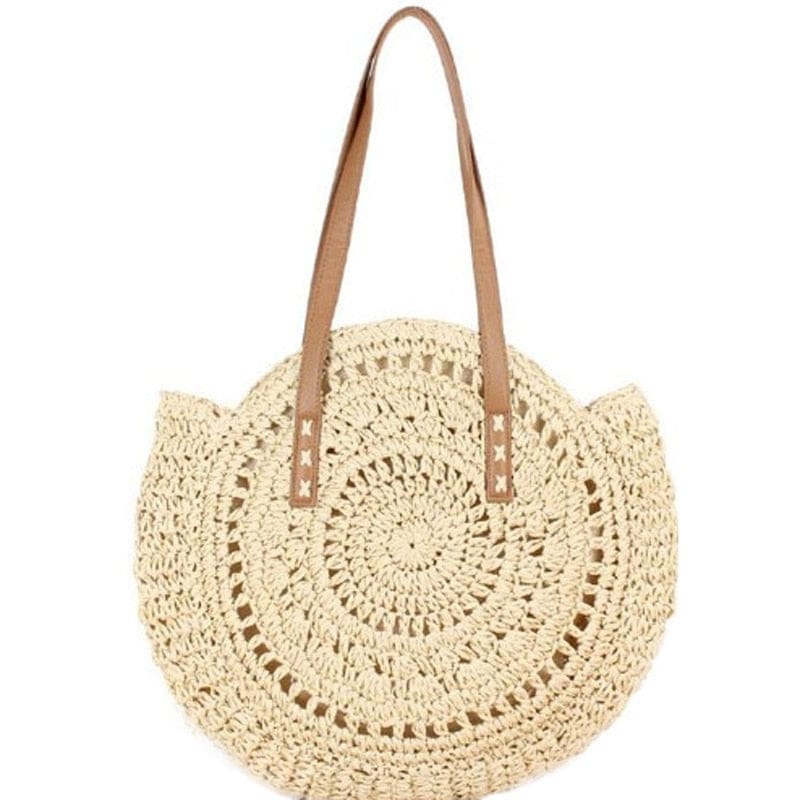 Handmade Woven Summer Beach Round Straw Bags for Women BENNYS 