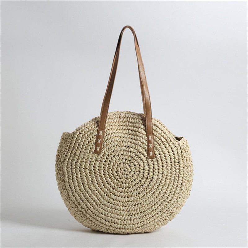 Handmade Woven Summer Beach Round Straw Bags for Women BENNYS 