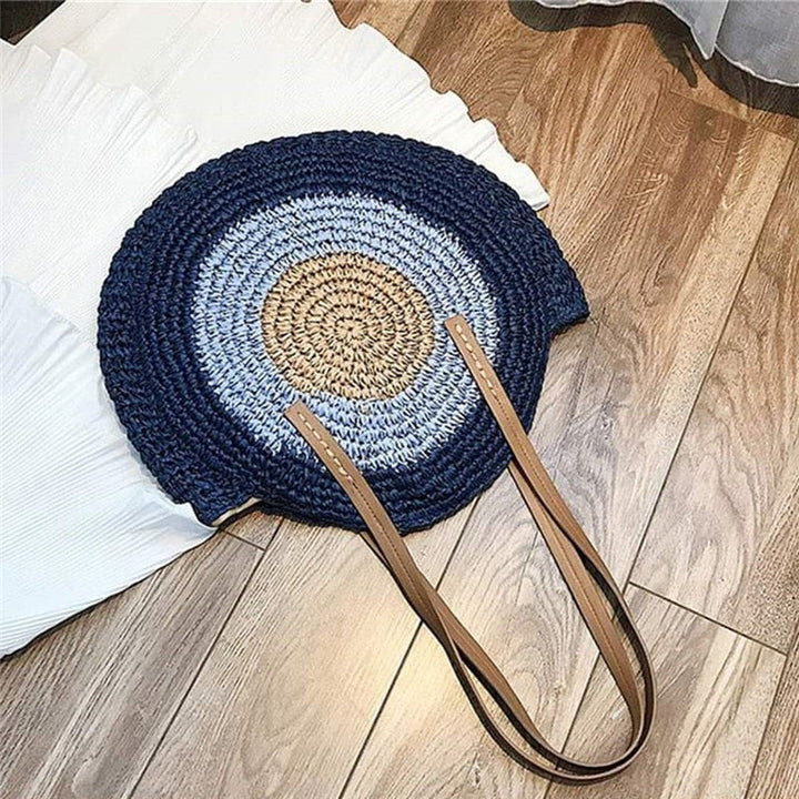 Handmade Woven Summer Beach Round Straw Bags for Women BENNYS 