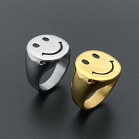 Happy Smiley Face Stainless Steel Retro Vintage Gothic Rings for Women BENNYS 