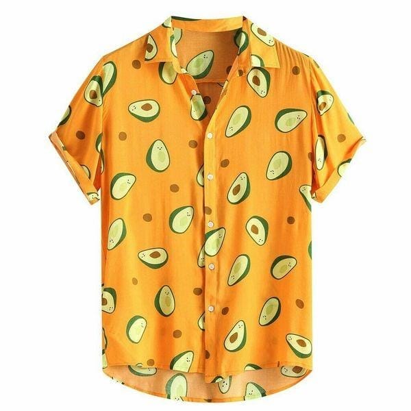 Hawaiian Men's Sunny Avocado Printed Collar Short Sleeve Casual Shirts BENNYS 