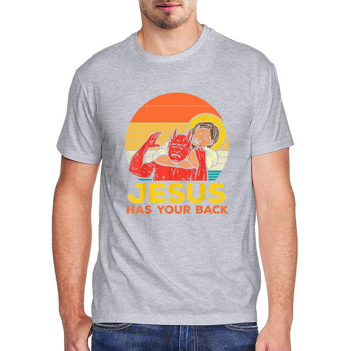 Men's Jesus Has Your Back Retro Christian Men TShirt-shirt-Bennys Beauty World