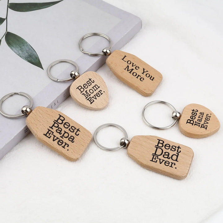 Natural Wood Heart Key Chains Affection Message Keyring Best Nana Ever Family Love Keychain For Father Mother &#39;s Day Gifts-Arlik interiors