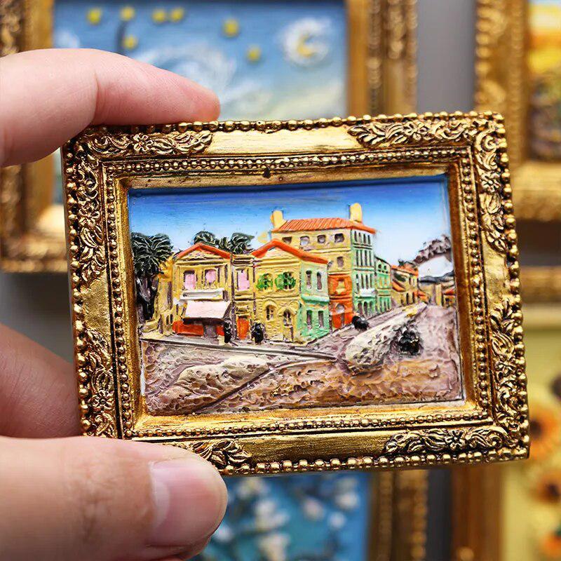 World famous painting Van Gogh painting Picture frame 3d fridge magnets starry sky sunflower siesta refrigerator stickers gifts-Arlik interiors