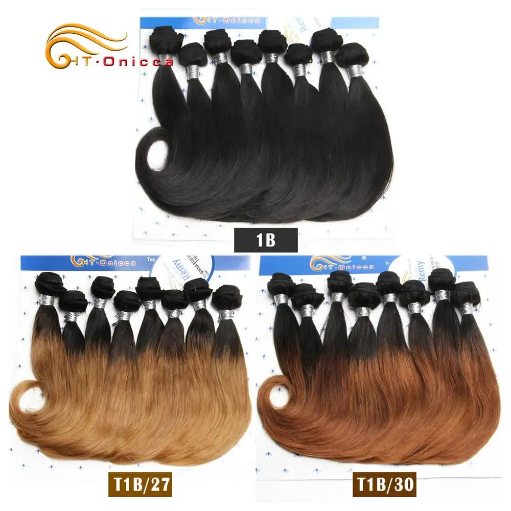 Brazilian Remy Curly Hair Bundles – 8 Pcs 100% Human Hair Ombre Weave Extensions-hair extensions-Bennys Beauty World