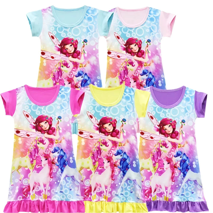 Cartoon Mia and Me Children's Nightdress Unicorn Girl's Clothing